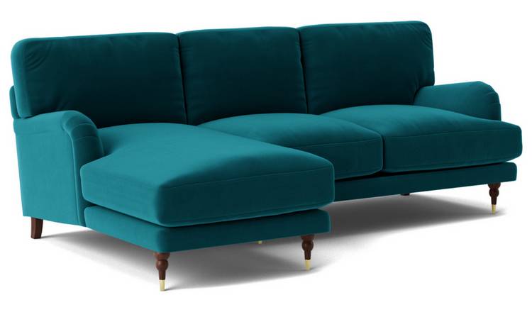 Swoon Charlbury Velvet Left Hand Corner Sofa-Kingfisher Blue
