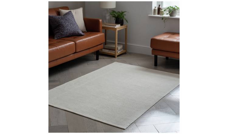 Argos Home Plain Cream Cotton Flatweave Rug - 90x60cm