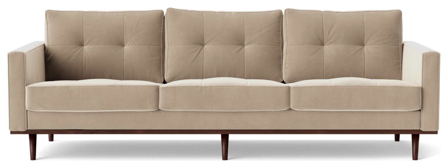 Swoon Berlin Velvet 4 Seater Sofa - Taupe