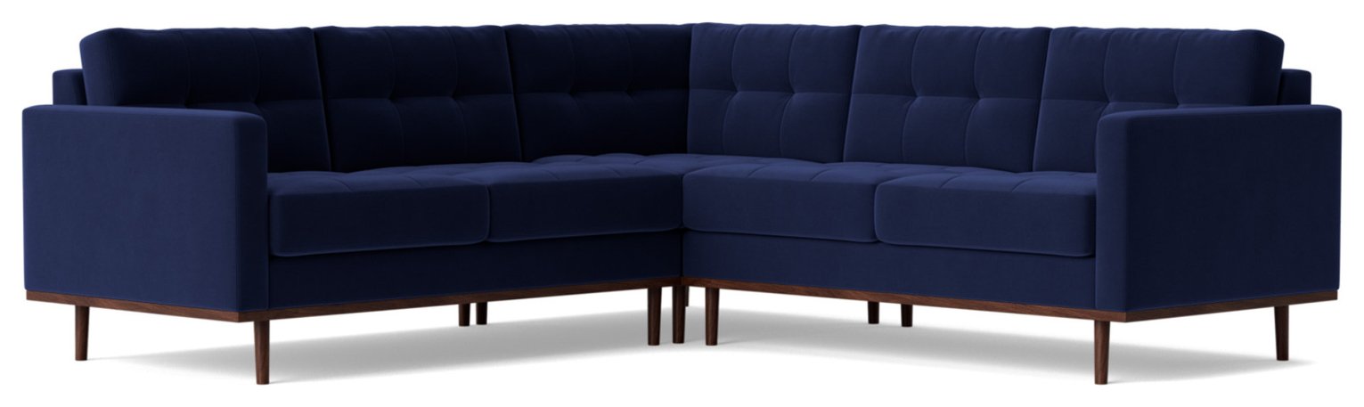 Swoon Berlin Velvet 5 Seater Corner Sofa - Ink Blue