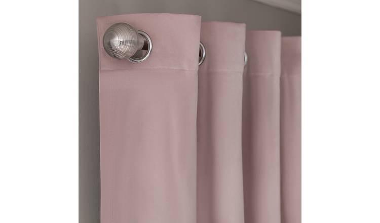 Habitat Plain Matt Velvet Eyelet Curtains - Blush Pink