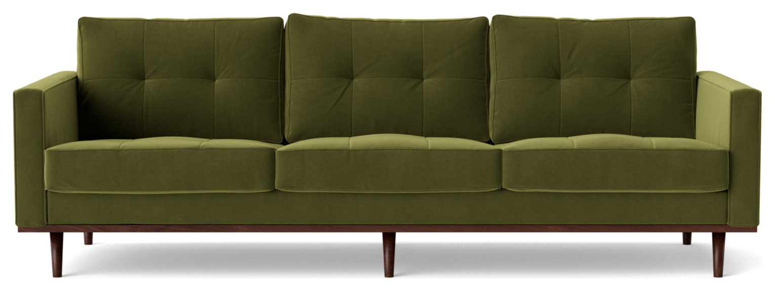Swoon Berlin Velvet 4 Seater Sofa - Fern Green