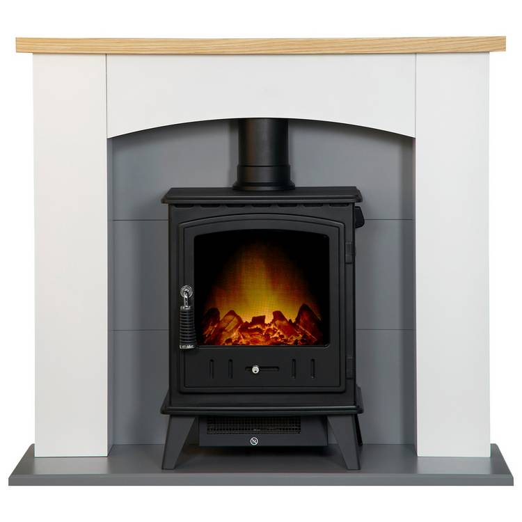 Adam Huxley Electric Stove Suite-White and Grey 0