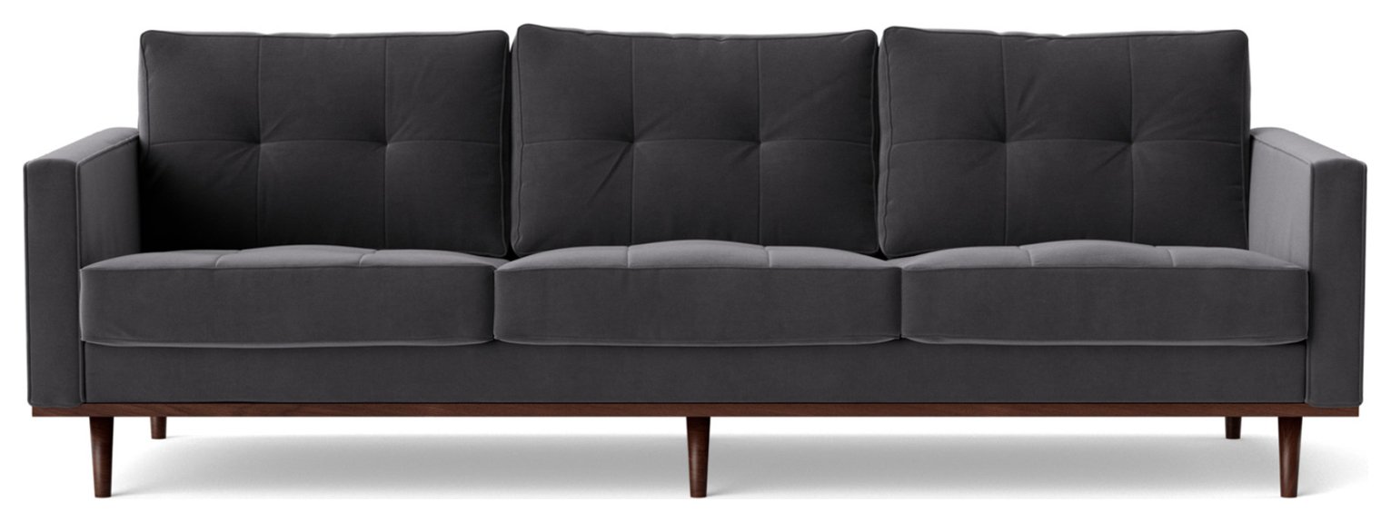 Swoon Berlin Velvet 4 Seater Sofa - Granite Grey