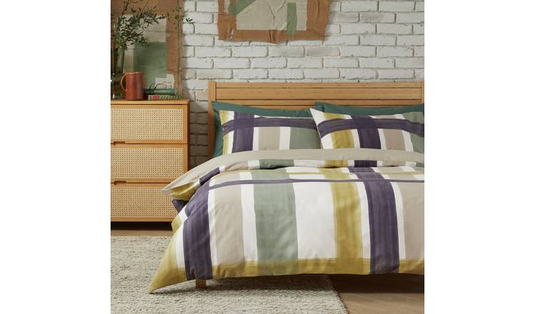 Habitat Cotton Printed Check Bedding Set - Double