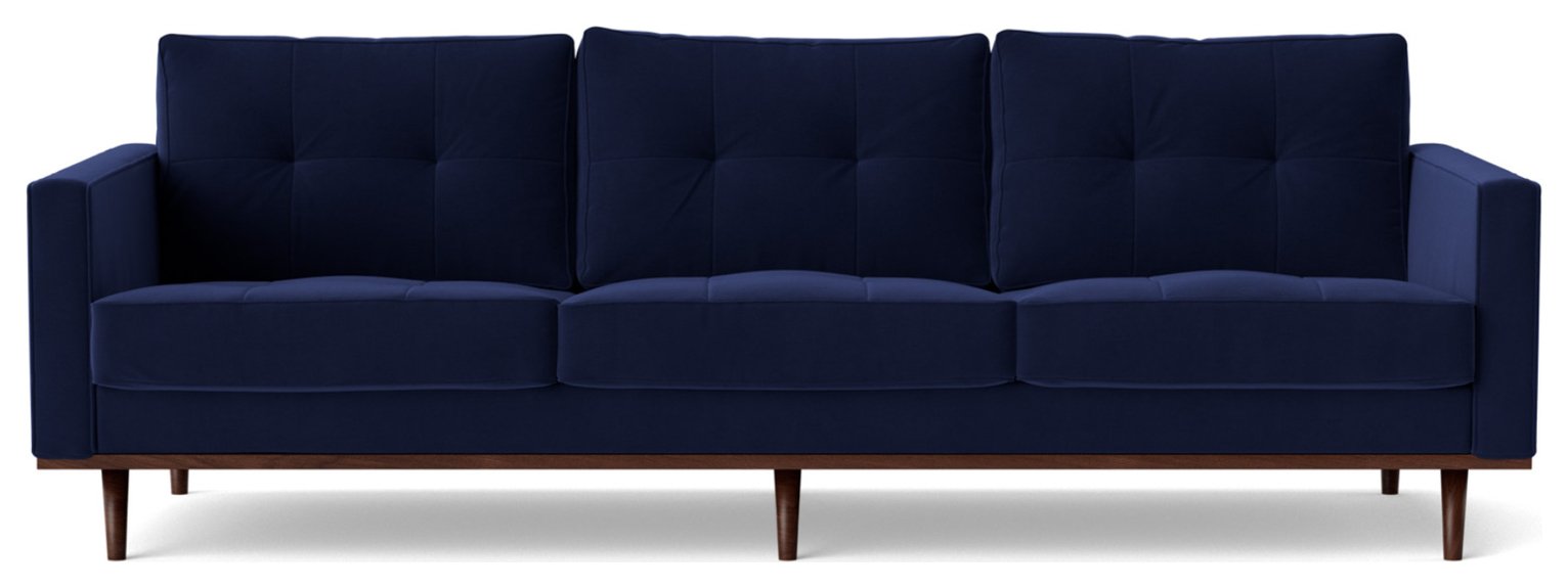 Swoon Berlin Velvet 4 Seater Sofa - Ink Blue