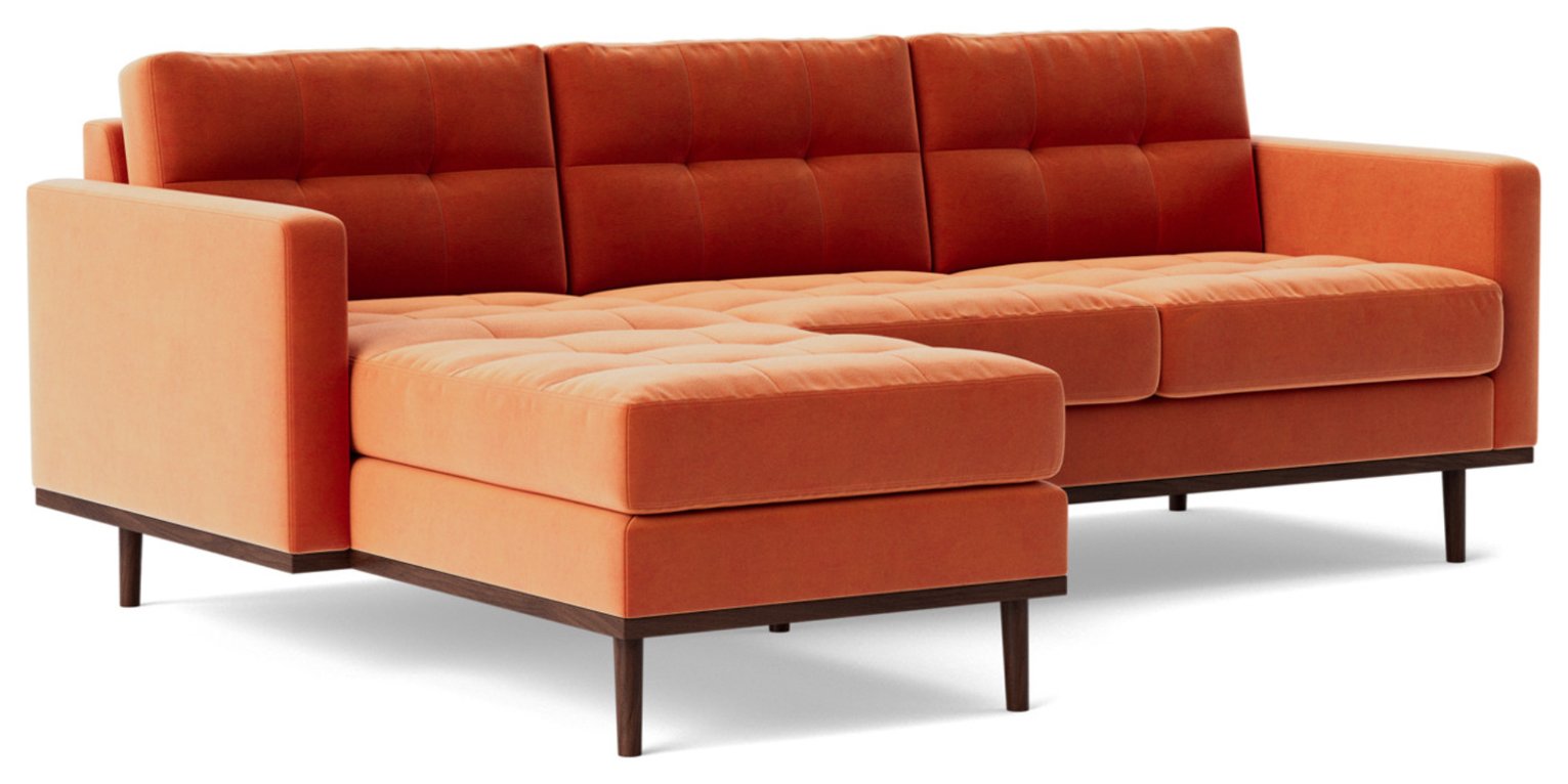 Swoon Berlin Velvet Left Hand Corner Sofa - Burnt Orange