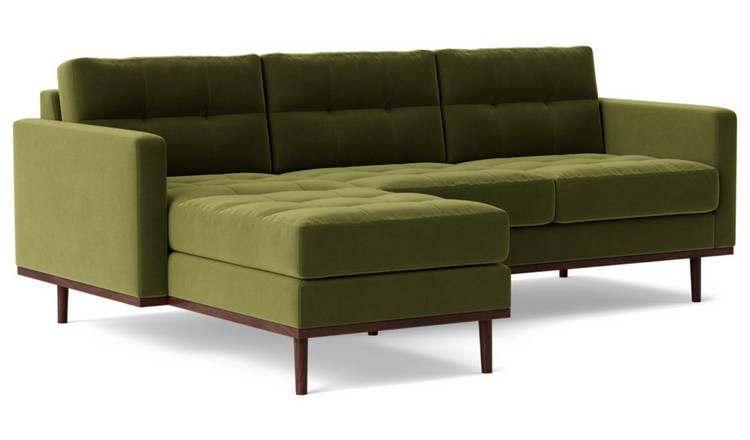 Swoon Berlin Velvet Left Hand Corner Sofa - Fern Green
