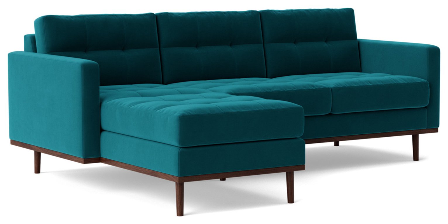 Swoon Berlin Velvet Left Hand Corner Sofa - Kingfisher Blue
