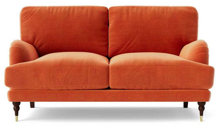 Orange velvet 2 on sale seater sofa