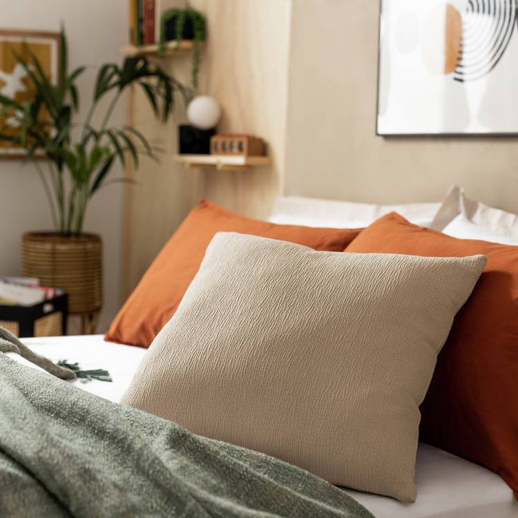 Habitat Textured Plain Cushion - Cream  - 50x50cm 0