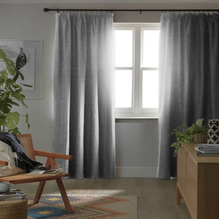 Habitat Blackout Plain Pencil Pleat Curtains - Dove Grey 0