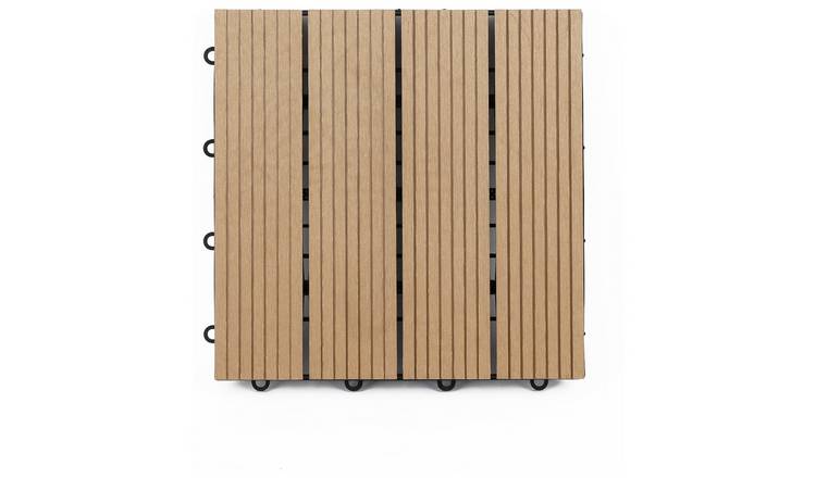 Workpro Decking Tiles 4 Pieces - Brown-Slatted