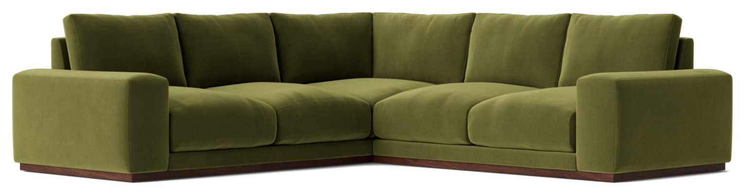 Swoon Denver Velvet 5 Seater Corner Sofa - Fern Green