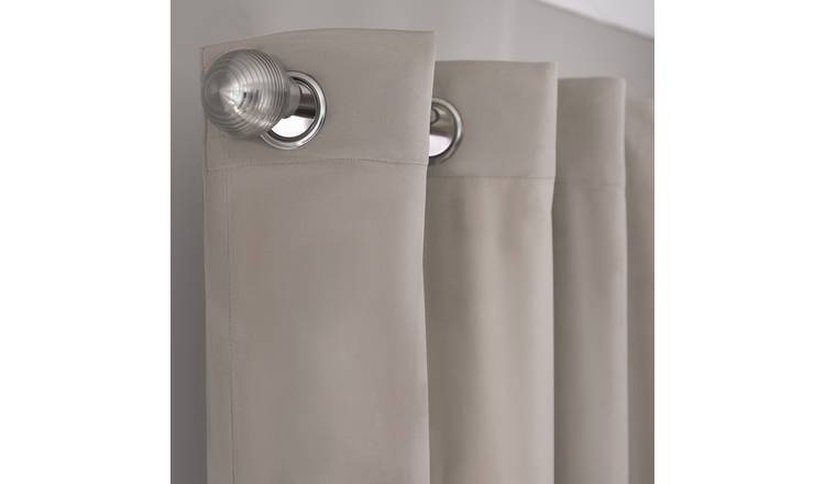 Habitat Plain Matt Velvet Eyelet Curtains - Champagne