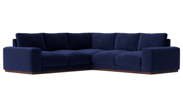 Swoon Denver Velvet 5 Seater Corner Sofa - Ink Blue