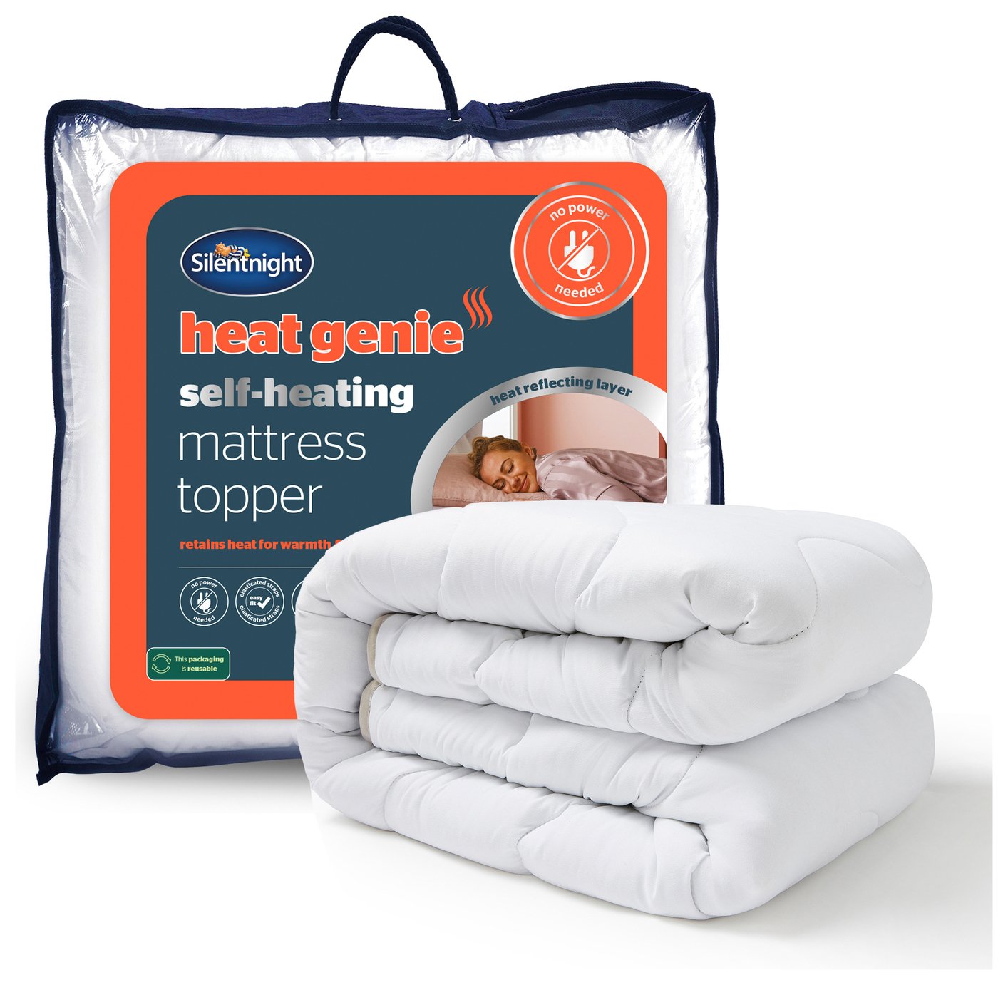 Silentnight Heat Genie Self Heating Mattress Topper - Double