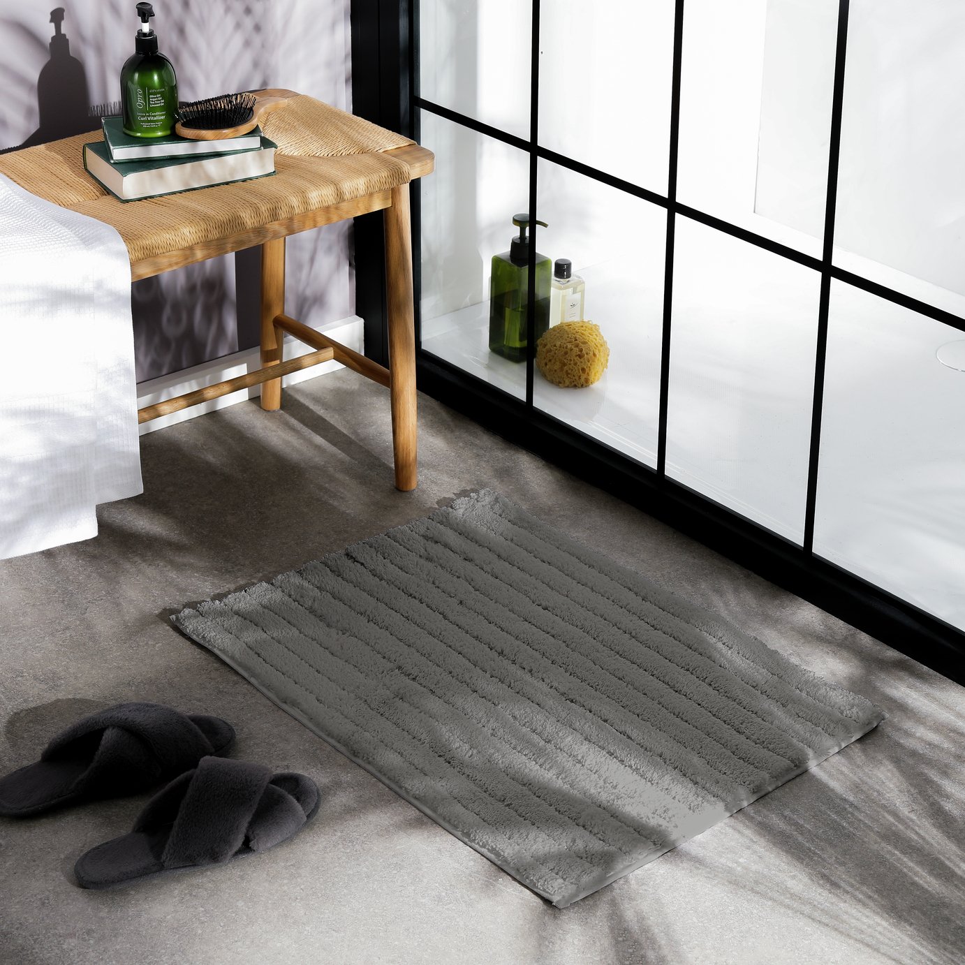 Habitat Quick Dry Small Shower Mat - Dark Grey