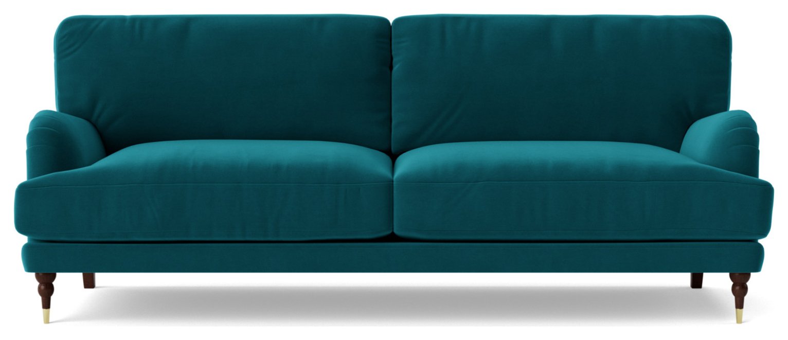 Swoon Charlbury Velvet 3 Seater Sofa- Kingfisher Blue