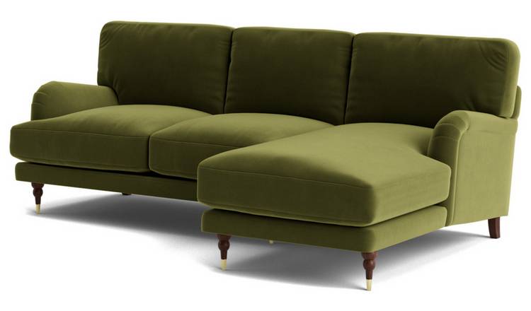 Swoon Charlbury Velvet Right Hand Corner Sofa - Fern Green