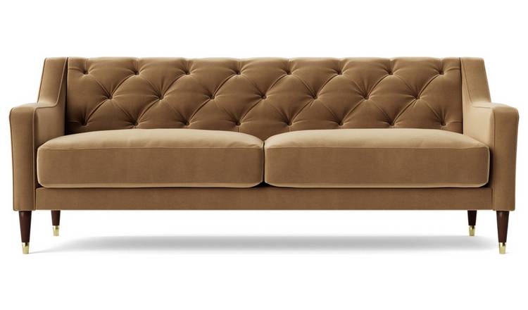 Brown velvet deals sofa set