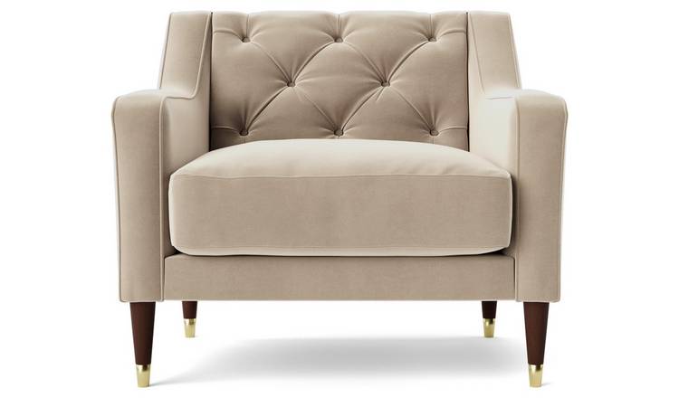 Taupe shop velvet armchair