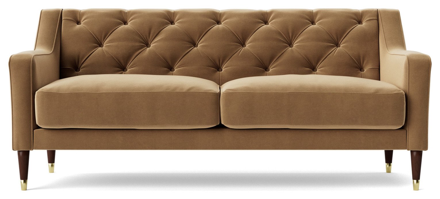 Swoon Pritchard Velvet 2 Seater Sofa - Biscuit