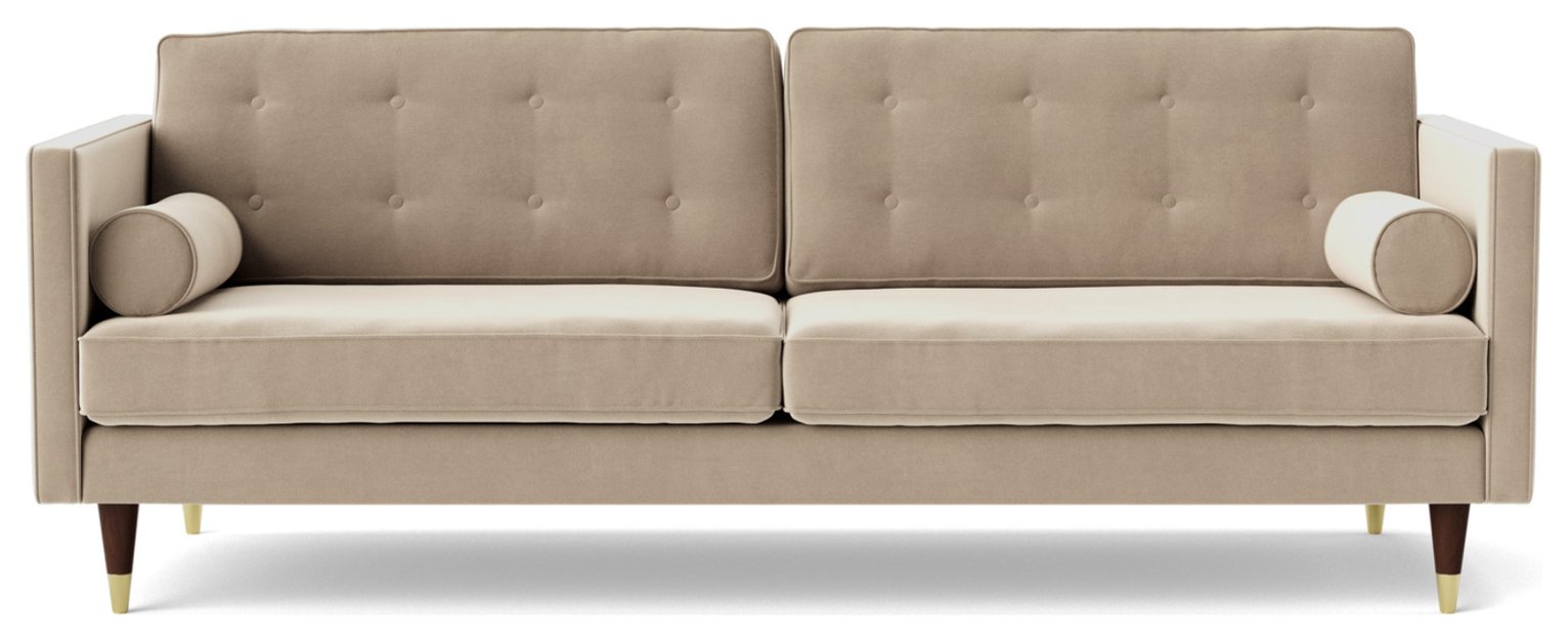Swoon Porto Velvet 3 Seater Sofa - Taupe