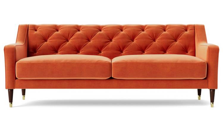 Burnt orange 2024 chesterfield sofa