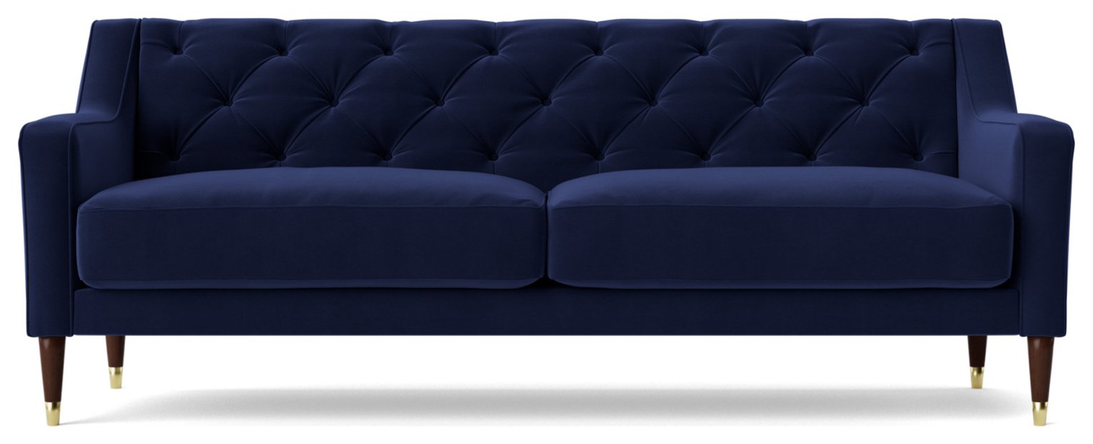 Swoon Pritchard Velvet 3 Seater Sofa - Ink Blue