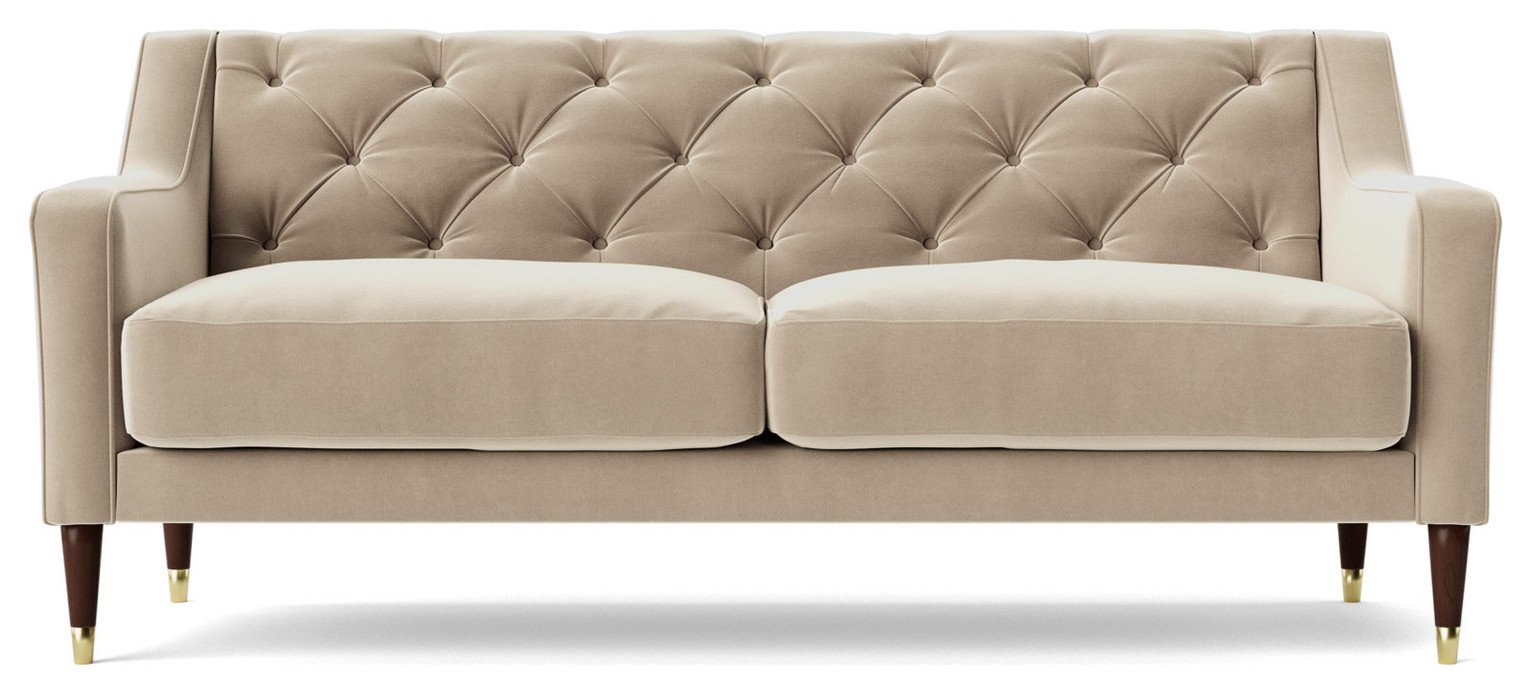 Swoon Pritchard Velvet 2 Seater Sofa - Taupe