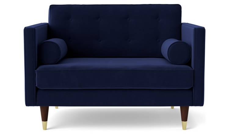 Swoon Porto Velvet Cuddle Chair - Ink Blue