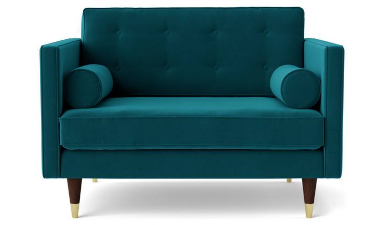 Swoon Porto Velvet Cuddle Chair - Kingfisher Blue