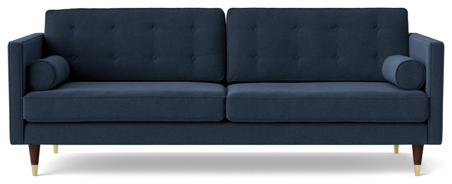 Swoon Porto Fabric 3 Seater Sofa - Indigo Blue