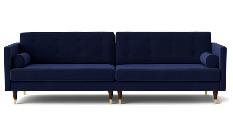 Swoon Porto Velvet 4 Seater Sofa - Ink Blue