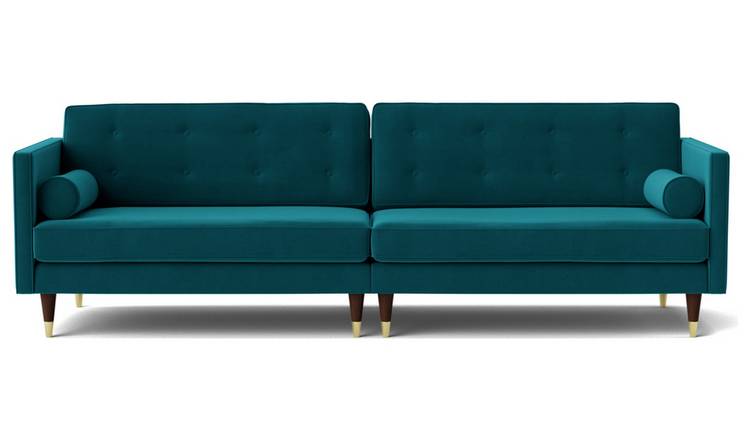 Swoon Porto Velvet 4 Seater Sofa- Kingfisher Blue