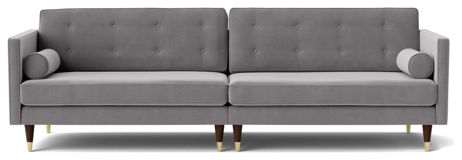 Swoon Porto Velvet 4 Seater Sofa - Silver Grey