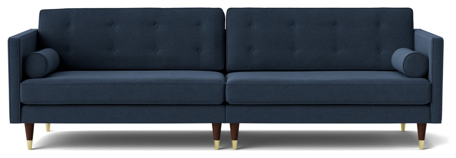 Swoon Porto Fabric 4 Seater Sofa - Indigo Blue
