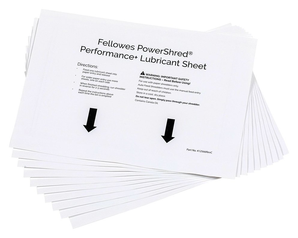 Fellowes Paper Shredder Oil Lubricant Sheets - Pack of 10