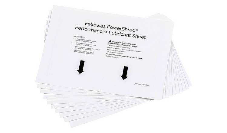Fellowes Paper Shredder Oil Lubricant Sheets - Pack of 10