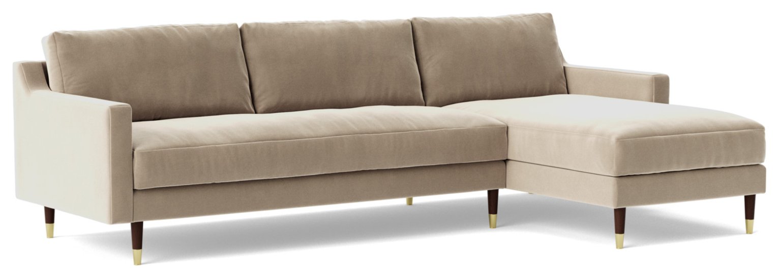 Swoon Rieti Velvet Right Hand Corner Sofa - Taupe