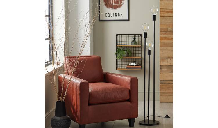 Habitat Exposed Bulb 3 Light Floor Lamp - Black