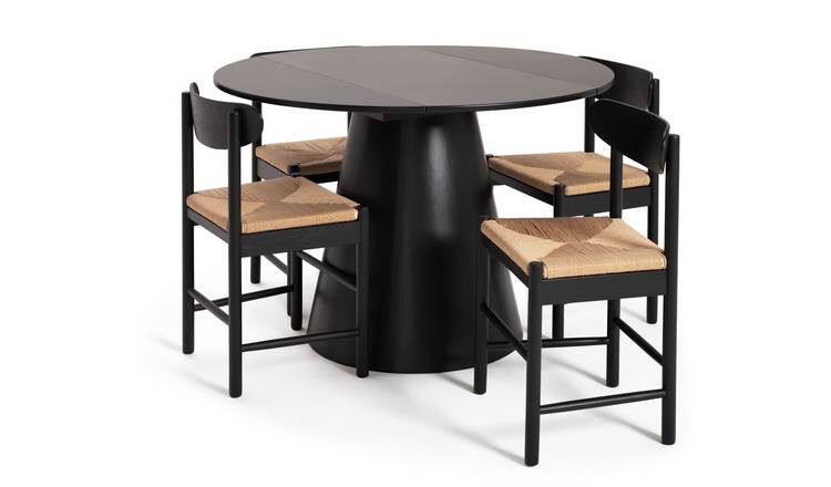 Habitat Iver Dining Table & 4 Hanna Black Chairs