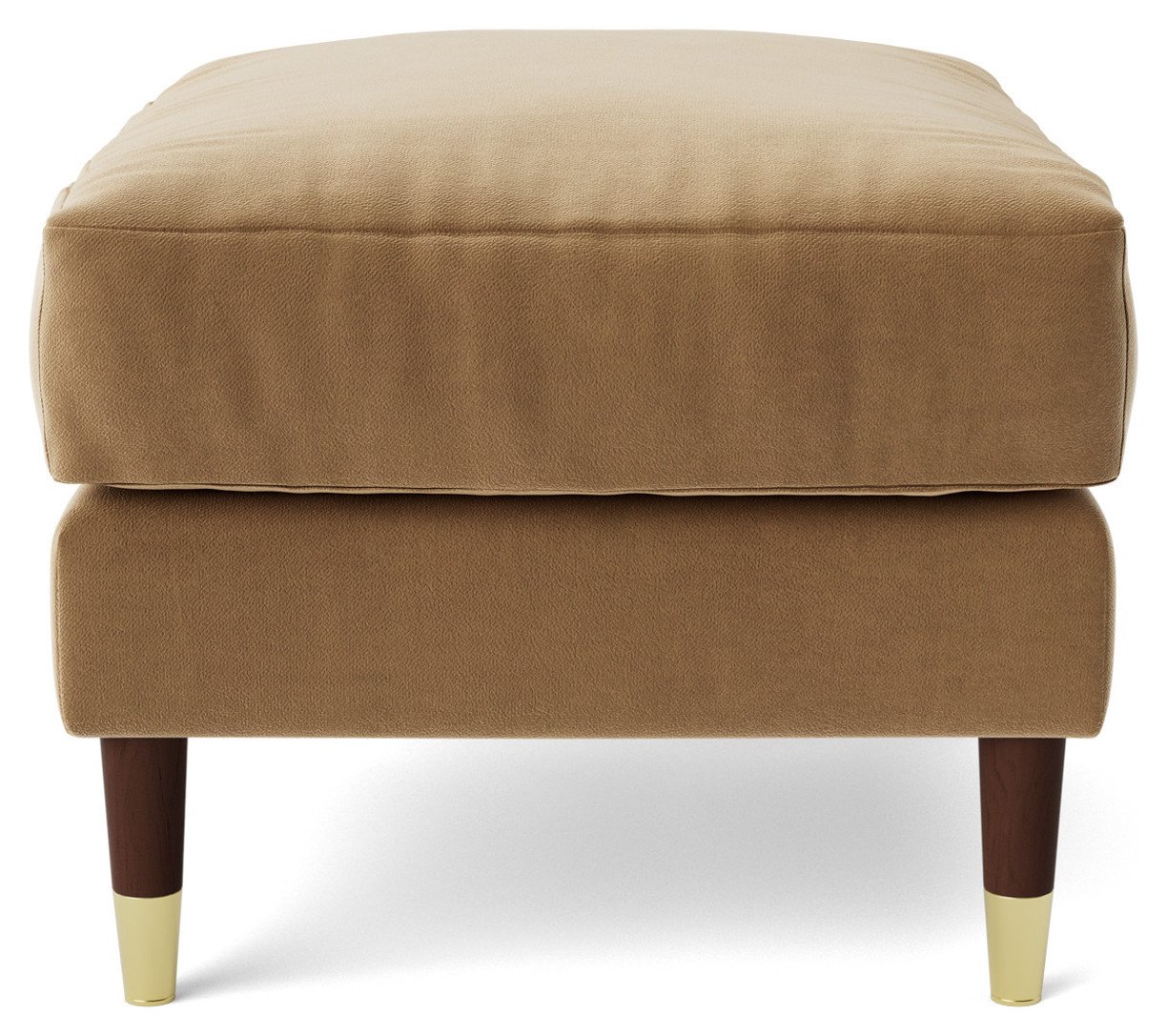 Swoon Rieti Velvet Ottoman Footstool - Biscuit