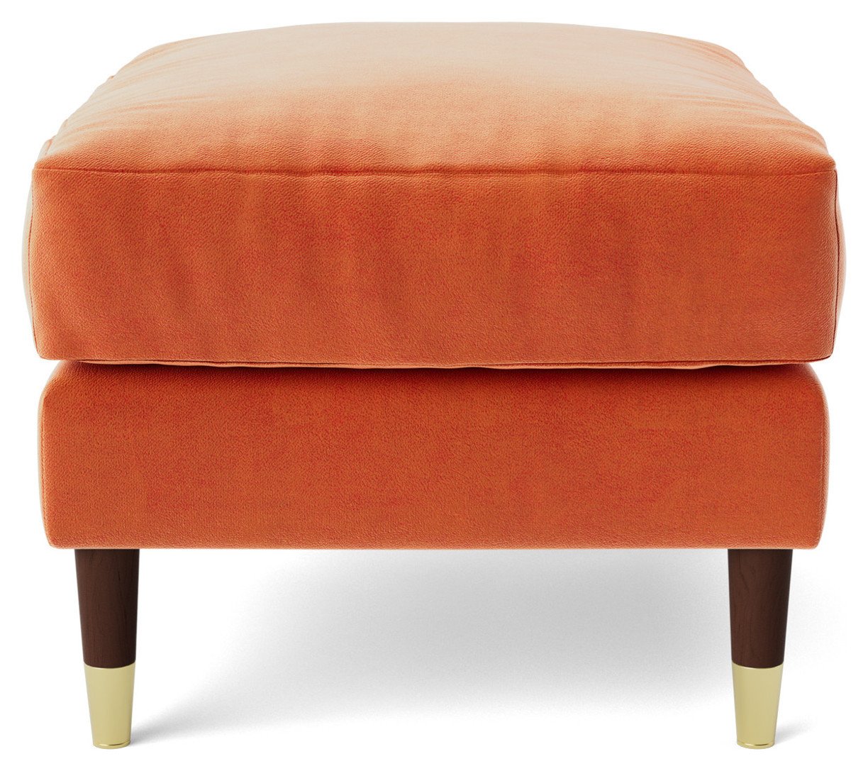 Swoon Rieti Velvet Ottoman Footstool - Burnt Orange