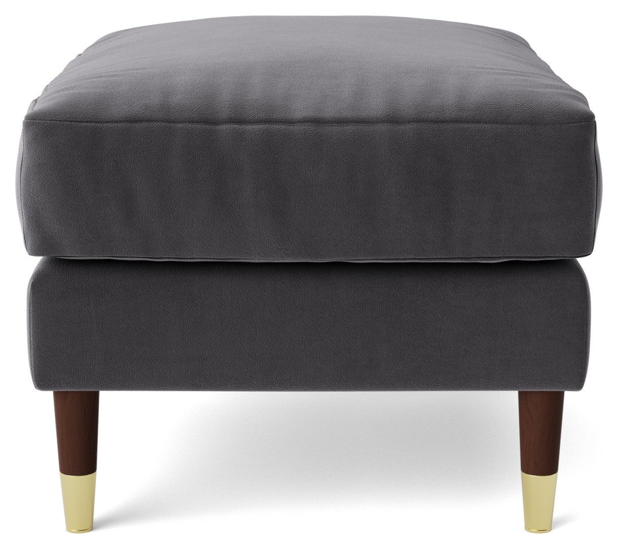 Swoon Rieti Velvet Ottoman Footstool - Granite Grey