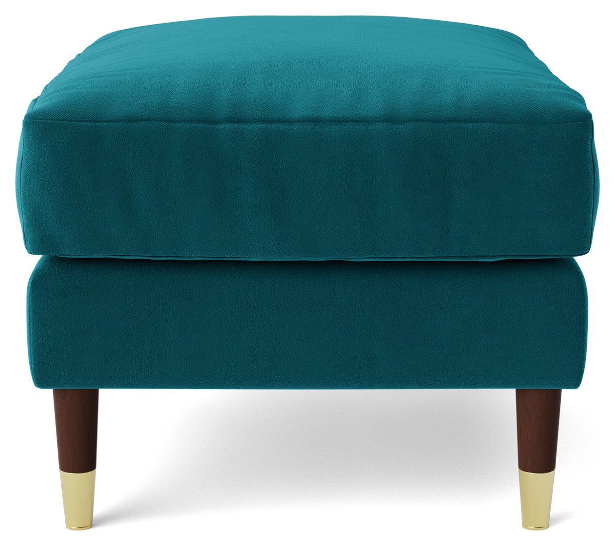 Swoon Rieti Velvet Ottoman Footstool - Kingfisher Blue