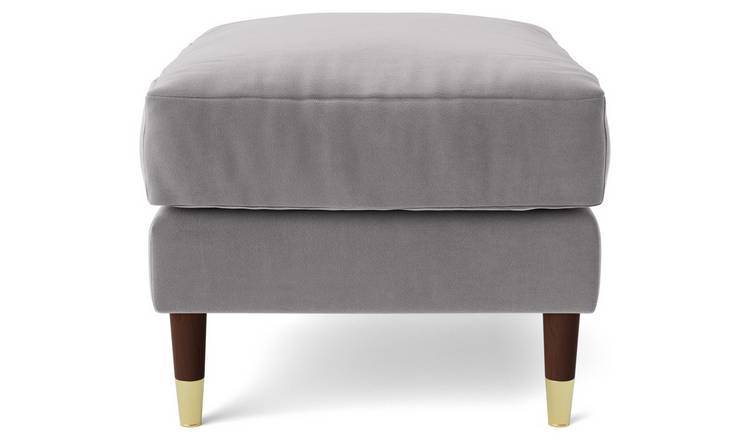 Velvet on sale footstool grey