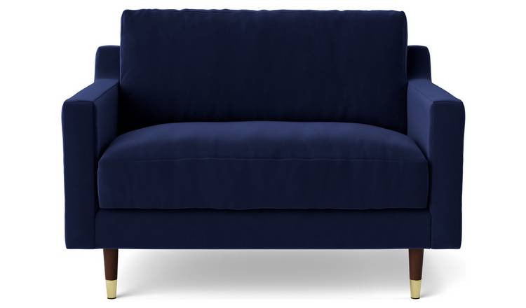 Swoon Rieti Velvet Cuddle Chair - Ink Blue