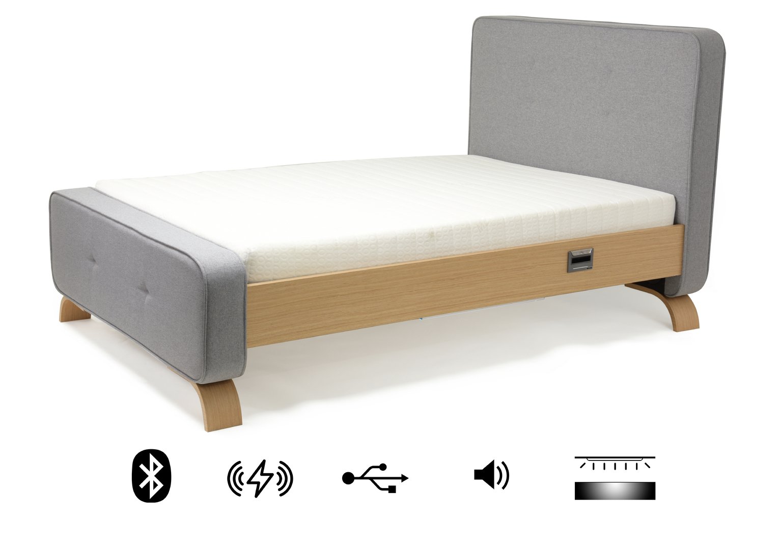 Koble Sove wireless charging Bluetooth Double Bed Frame-Grey